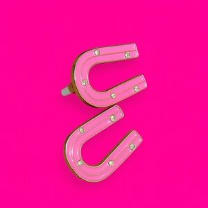 Pink and Gold Horseshoe Earrings